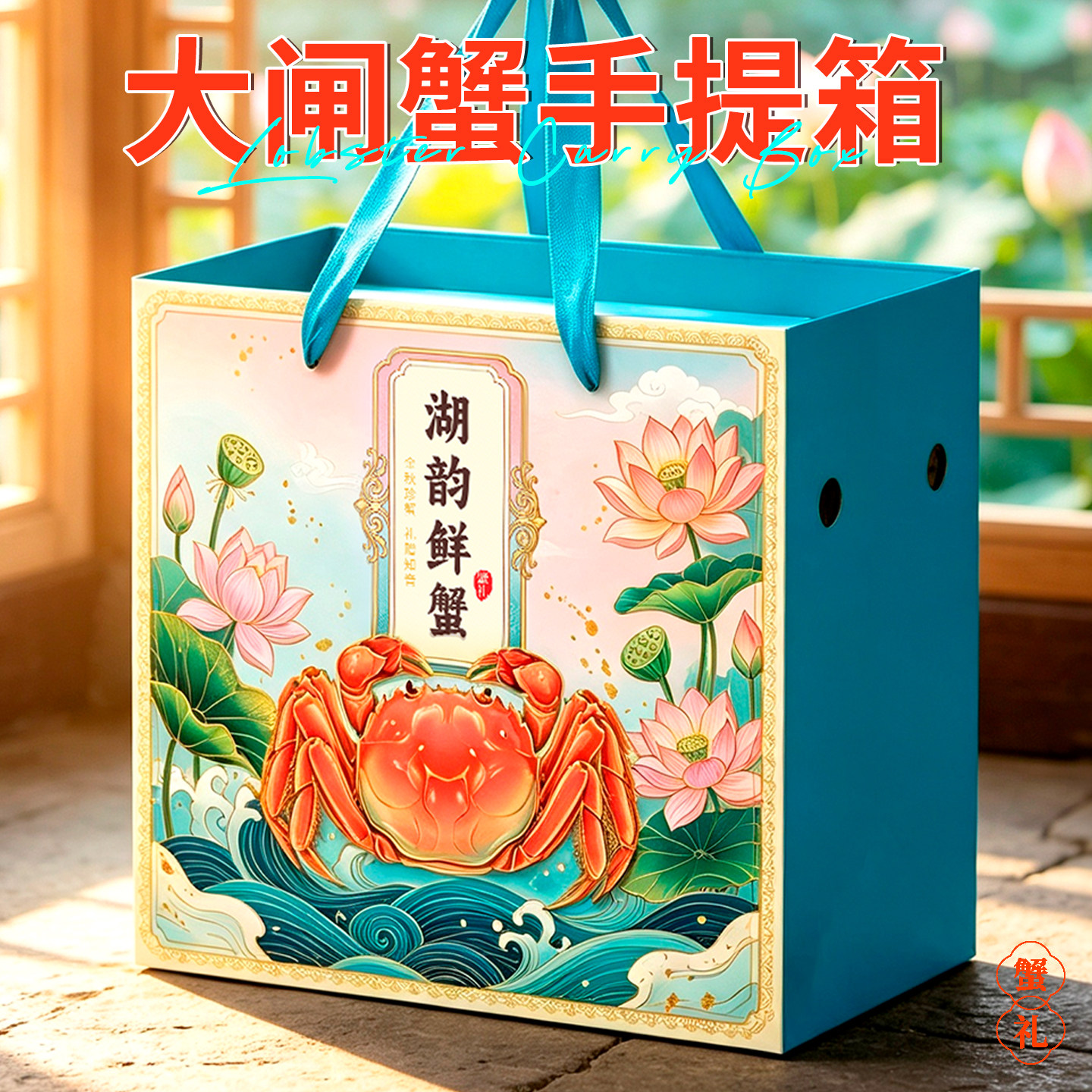 新款大闸蟹包装盒高档阳澄湖大闸蟹礼品盒空盒子螃蟹礼盒现货定制