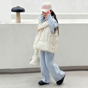 初中生女孩冬装套装女童羽绒马甲三件套儿童冬季穿搭一整套高级感