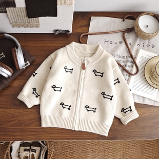 2026秋冬新款男童针织开衫拉链外套韩版毛衣百搭洋气上衣宽松休闲