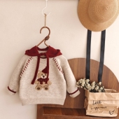 小童针织毛衣2025秋冬新款 男宝套头毛衣女宝卡通小熊宽松洋气加绒