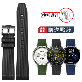 硅胶手表带适配华为watch Pro智能46mm曜石黑橡胶表带男