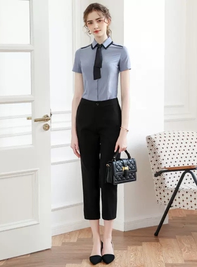 酒店经理售楼部爱尚臣短袖衬衫套裤职业装珠宝店柜姐工作服女夏款