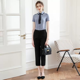 酒店经理售楼部爱尚臣短袖衬衫套裤职业装珠宝店柜姐工作服女夏款