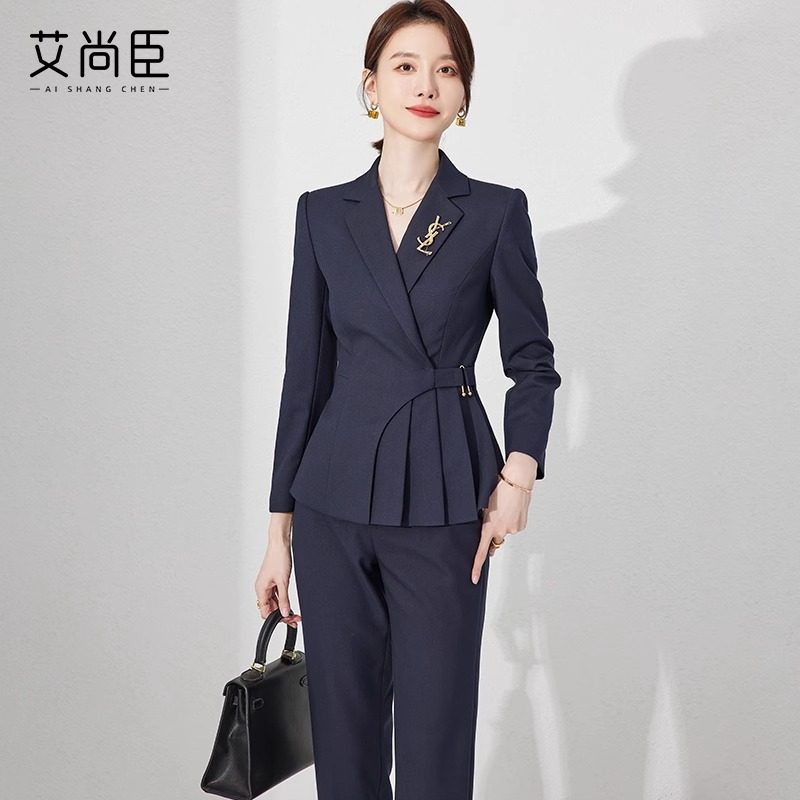 艾尚臣高级感售楼部珠宝店正装小个子西装套装女秋冬爱尚臣职业装