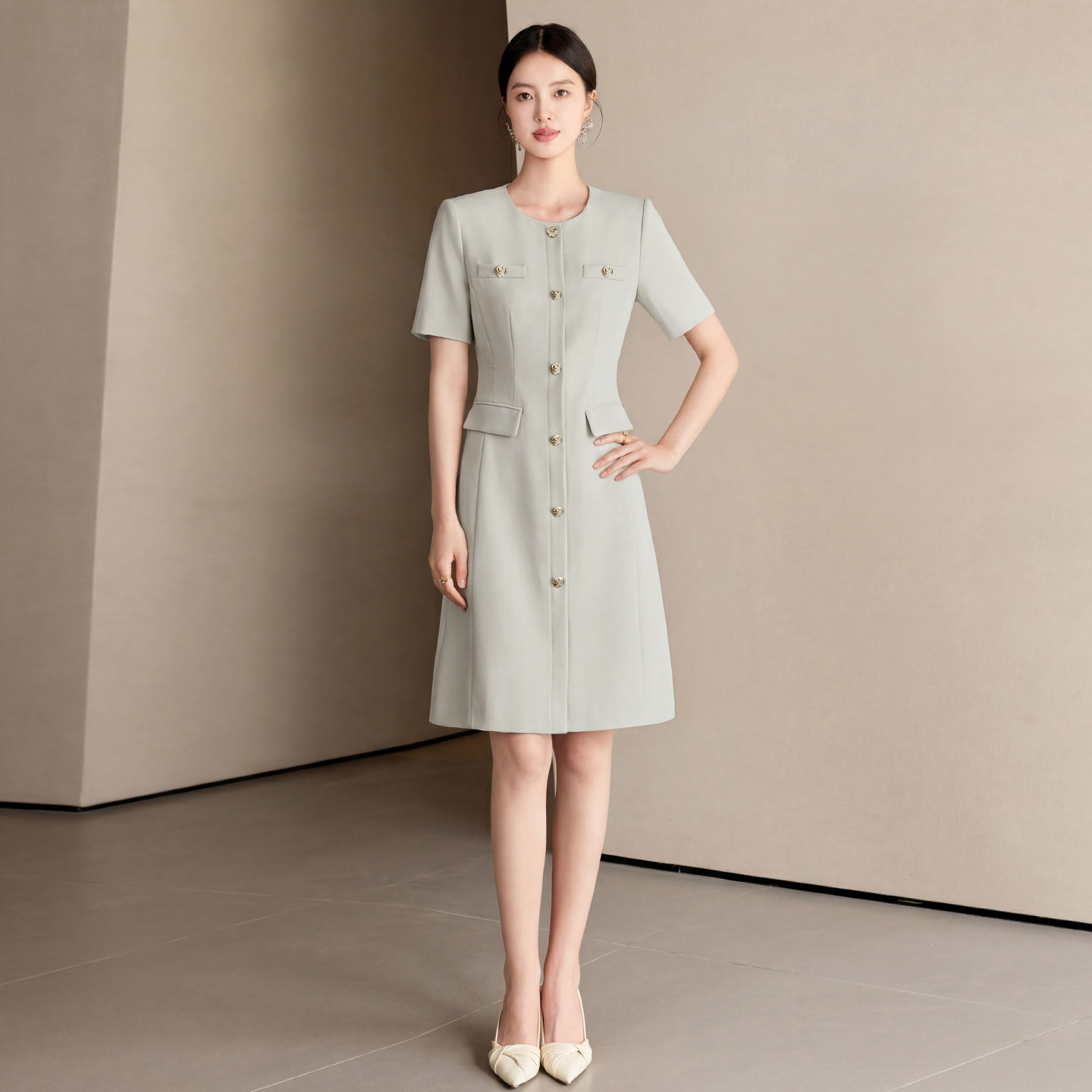 艾尚臣职业连衣裙女美容师工作服