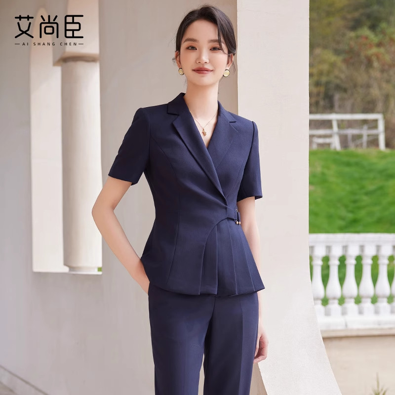 艾尚臣西装套装女夏短袖售楼处前台接待案场客服珠宝店销售工作服