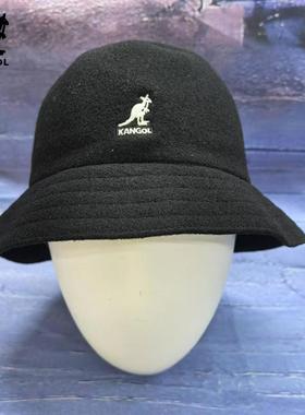 Kangol Wool Casual袋鼠秋冬保暖羊毛圆顶黑色渔夫帽情侣男女桶帽