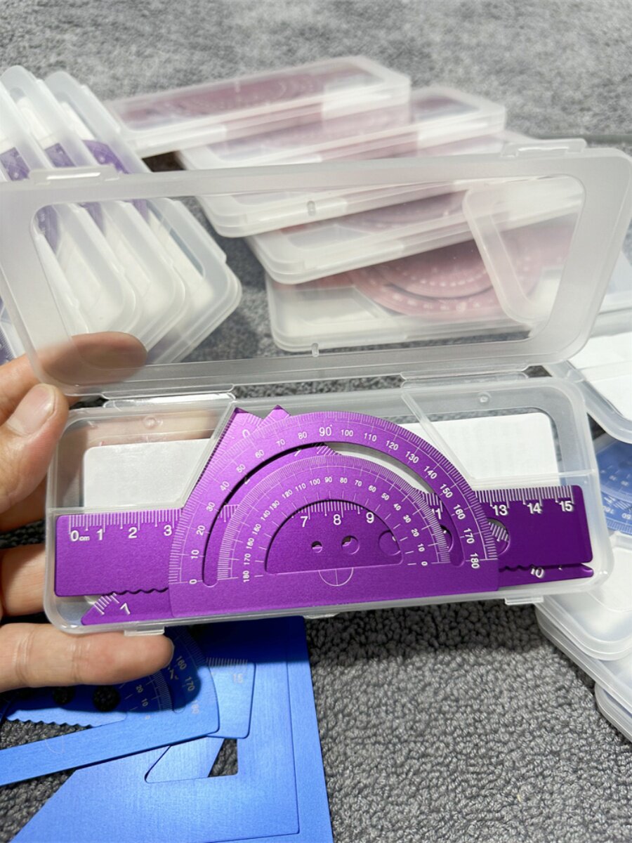 아이들을 위해 콘돔을 구입하세요  모든 알루미늄 합금  학생용 금속 자 각도기 삼각형 자 및 자 4개 세트