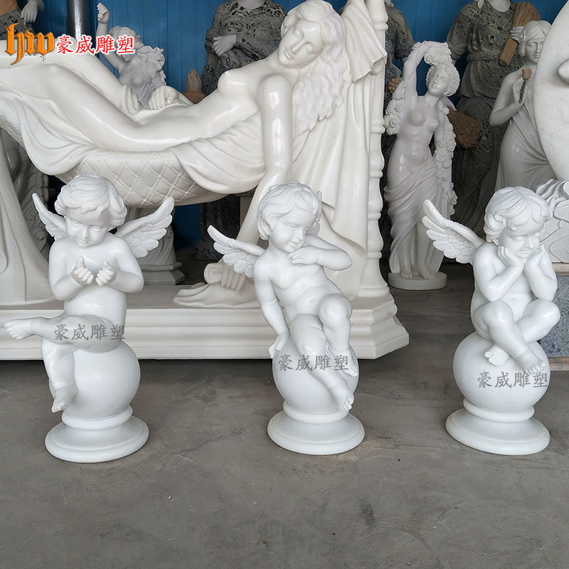 大理石雕塑西方人物石雕欧式小天使汉白玉工艺品摆件石雕天使现货