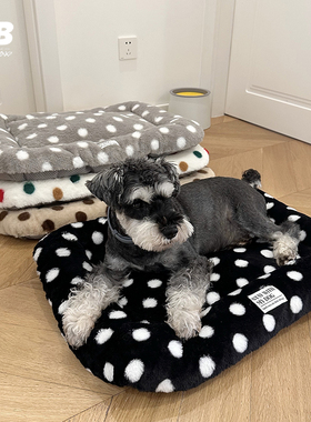 宠物狗狗猫咪毛绒春秋冬季加绒保暖羽绒棉狗窝垫子波点床垫雪纳瑞
