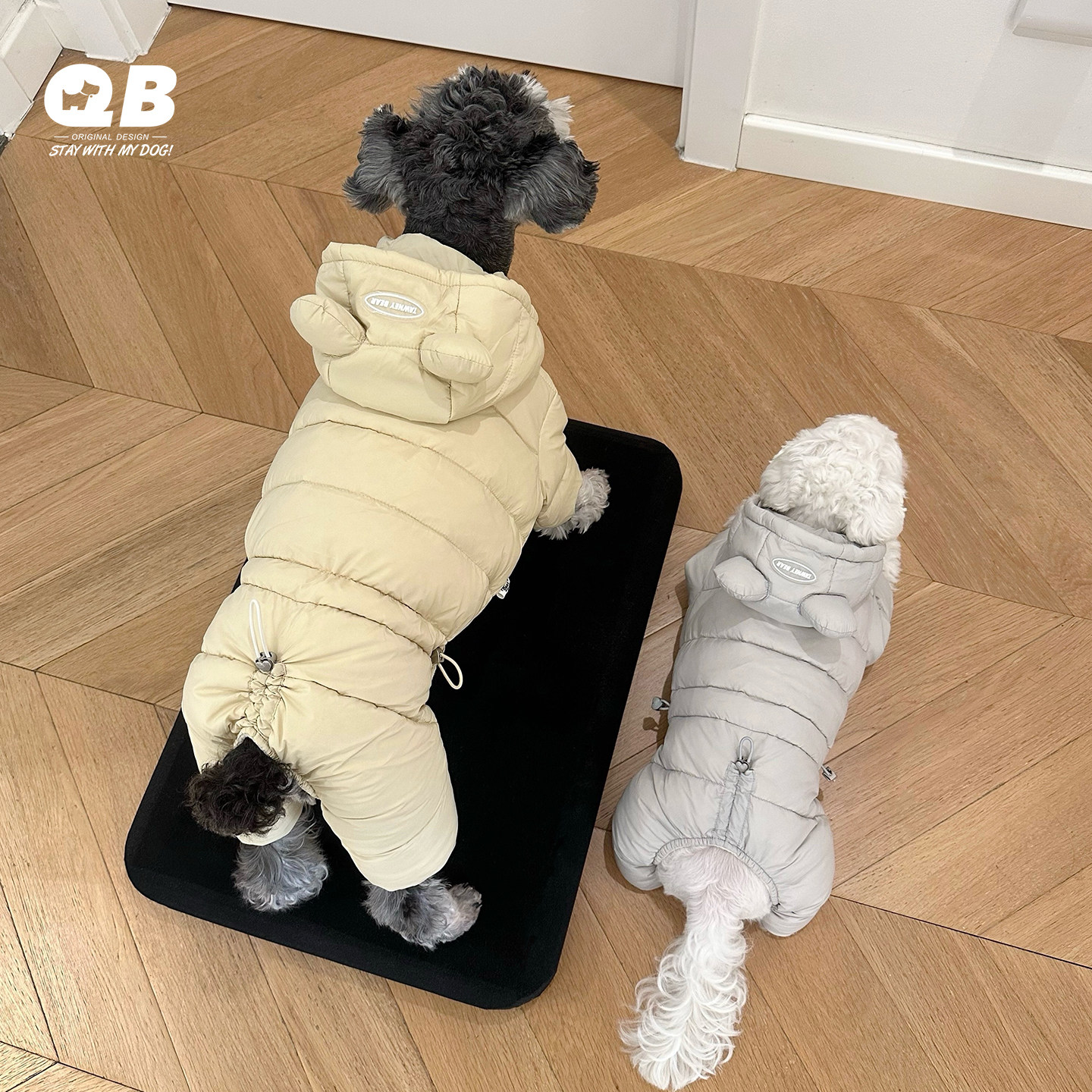 宠物狗狗雪纳瑞冬装泰迪四脚羽绒服棉裤加厚加绒保暖棉服四腿棉衣