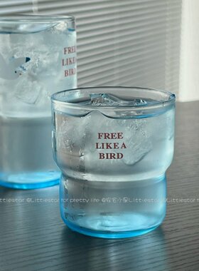 自由飞鸟ins治愈蓝色玻璃杯