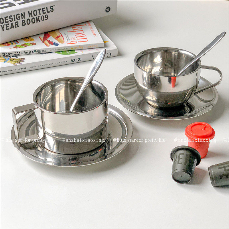 复古小众ins风咖啡杯碟套装复古不锈钢咖啡杯 小精致下午茶杯子,餐饮具,咖啡杯,淘宝优惠券,粉丝福利购,淘宝优惠卷