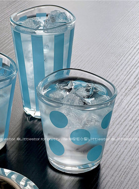 复古夏天ins治愈蓝色牛奶玻璃杯冷萃杯大容量果汁杯冷饮咖啡杯子