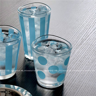 复古夏天ins治愈蓝色牛奶玻璃杯冷萃杯大容量果汁杯冷饮咖啡杯子