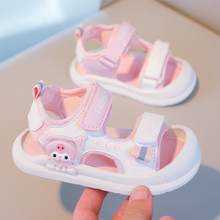女童包头凉鞋 中小童幼儿园宝宝软底防滑凉鞋 卡通休闲沙滩鞋 25夏款