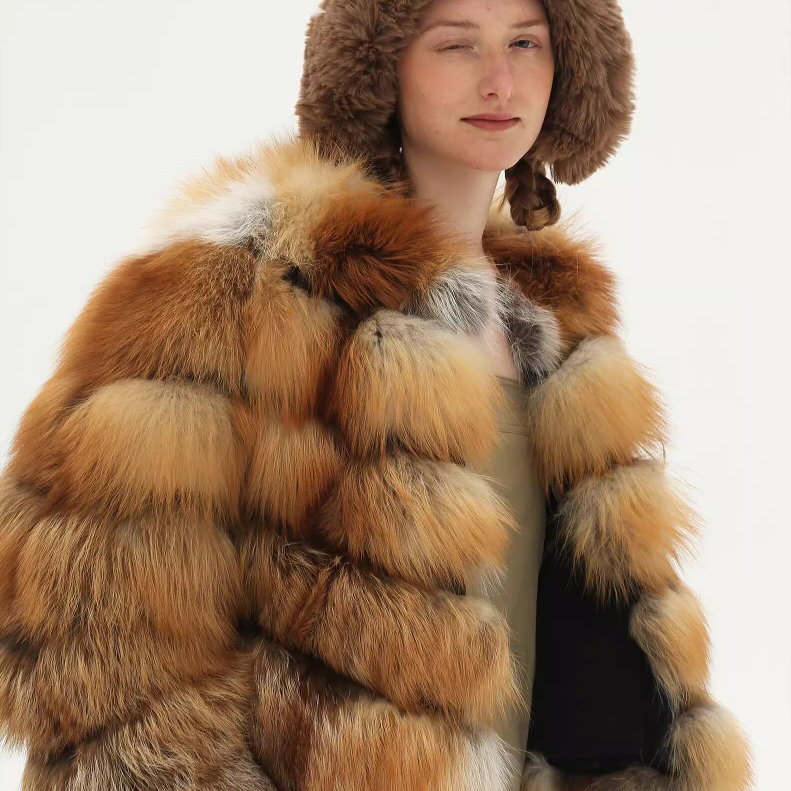 1cothenAW24金棕红狐皮草外套