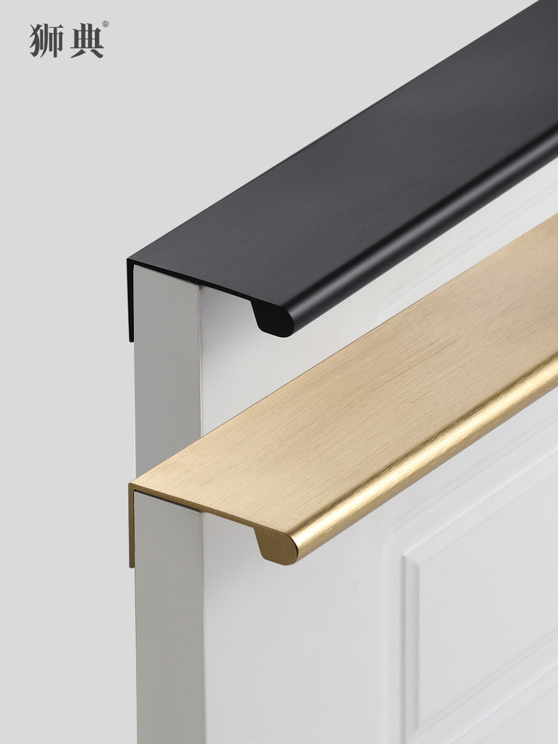 黑代色衣加隐型拉手金把门色色拉长橱手现拉简约柜手柜门手抽黑屉