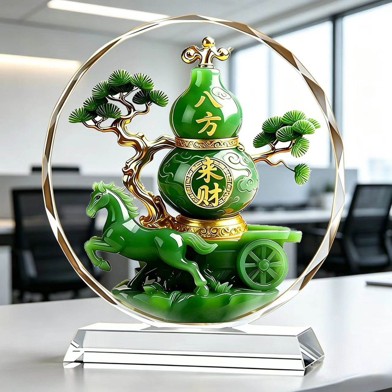 水晶摆件八方来财葫芦家居客厅玄关马到成功乔迁招财福禄进门摆台