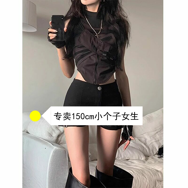 小个子辣妹朋克风短裤爵士舞机车高腰钢管舞弹力包臀热裤子xxs码图片