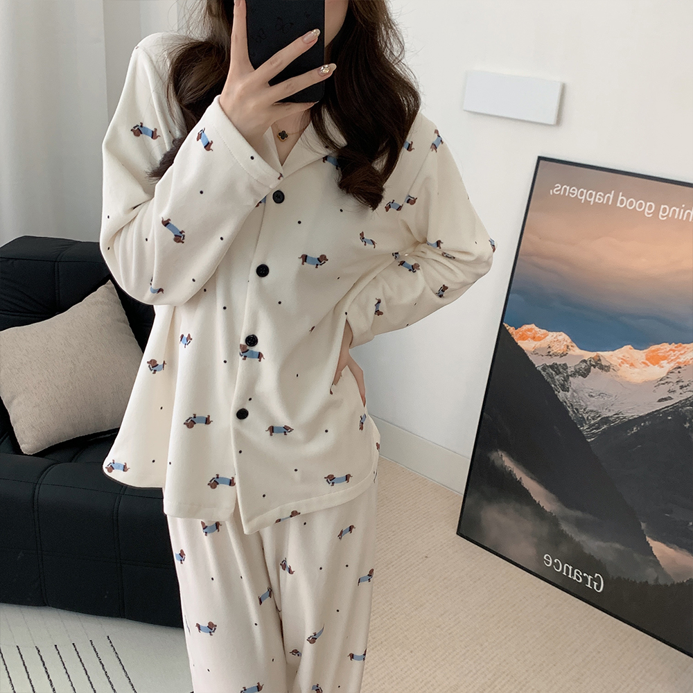 秋冬150cm小矮个子新款睡衣女海岛绒时尚休闲家居服套装xxs码