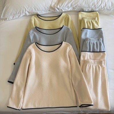 150cm小矮个子睡衣简约风春秋半边绒小款纯欲插色纯棉家居服xxs码