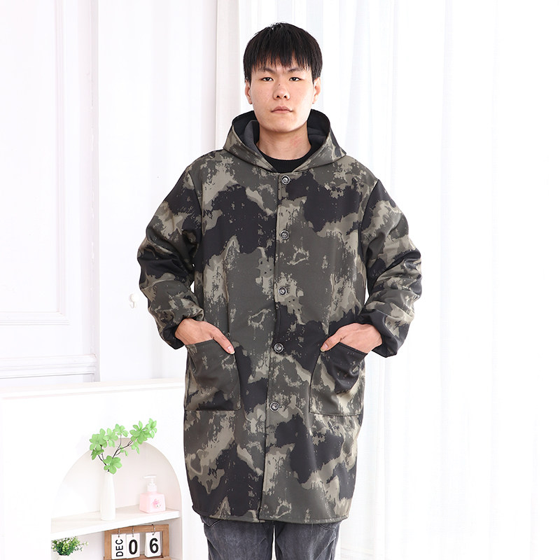 迷彩系扣连帽围裙防水防油