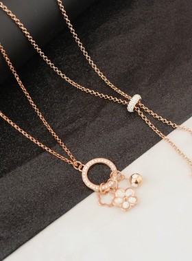 铜铸镀金圆十字链女气质项链时尚