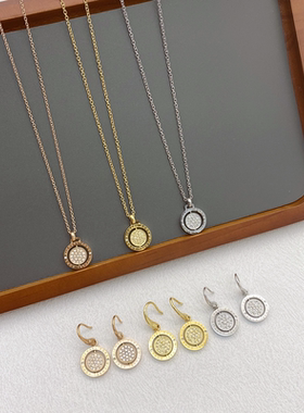 镀金铜铸十字链女精致耳坠项链