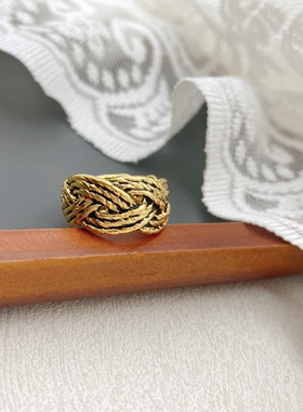 铜铸镀金做旧工艺复古戒指指环女