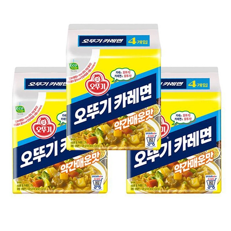 韩国进口不倒翁咖喱拉面辣味4连包韩式咖喱面夜宵速食泡面方便面