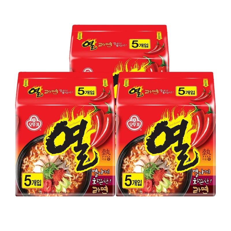 韩国进口不倒翁火热拉面辣味600g袋装方便面韩式夜宵速食泡面