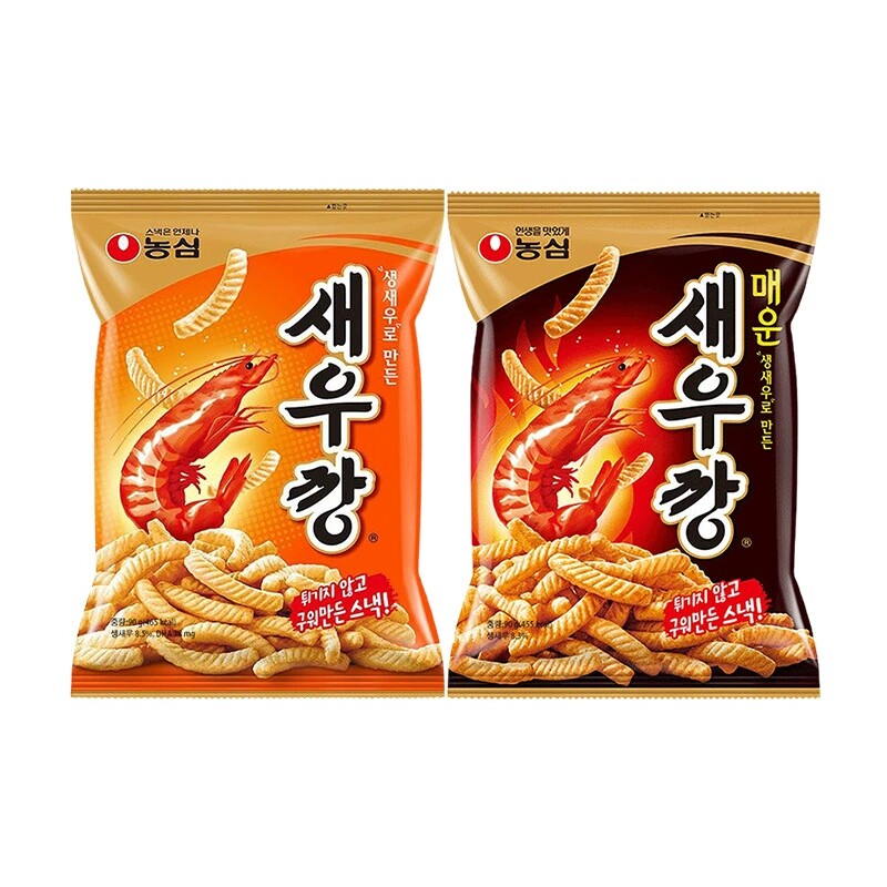 韩国进口农心鲜虾条90g原味辣味虾条膨化休闲零食怀旧零食小吃