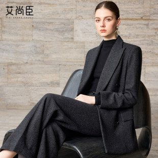 艾尚臣羊毛西装套装女老钱风播音主持商务正装酒店经理前台职业装