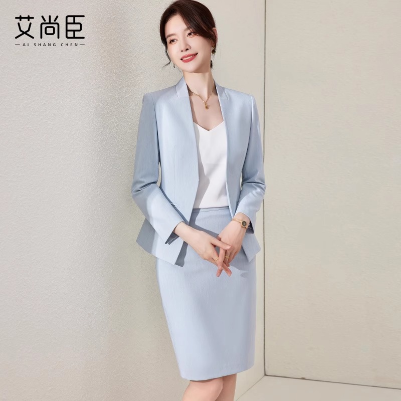 艾尚臣西装套装女秋咨询师职业装经理爱尚臣正式场合套装裙两件套