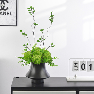 绿意盎然仿真花新中式侘寂风绿色森系花艺摆件客厅装饰设计感套装