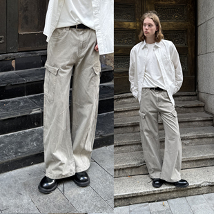 裤 EMP美式 复古New Vintage多口袋直筒弯刀工装 男女休闲水洗长裤