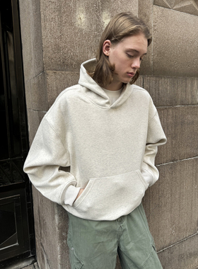 EMP 重磅420G美式复古百搭纯色连帽套头卫衣男女Cleanfit情侣帽杉