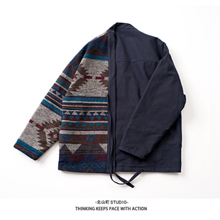 EMP日系秋冬双面穿民族风道袍青年夹克外套宽松帅气男女款 上衣