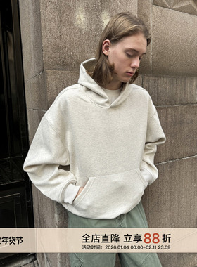 EMP 重磅420G美式复古百搭纯色连帽套头卫衣男女Cleanfit情侣帽杉