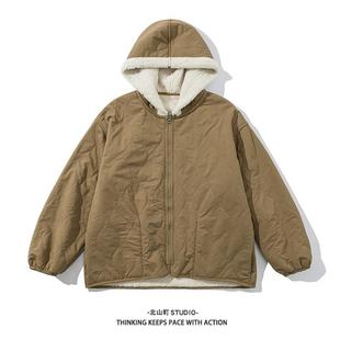 两面穿棉服男连帽棉衣保暖加厚毛绒外套男女 新款 EMP 日系冬季