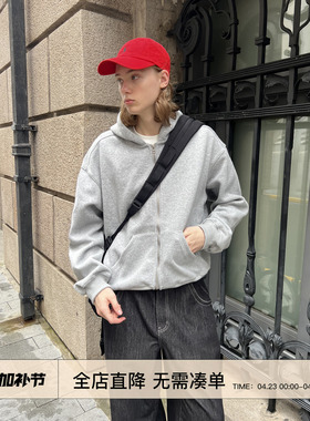 EMP重磅400G美式复古短款BOXY连帽卫衣男女Cleanfit拉链开衫外套