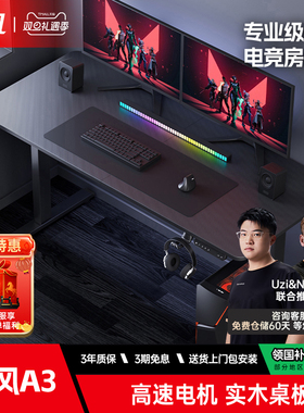 傲风A3 电竞桌实木电动升降桌电脑桌家用办公桌书桌子简易出租屋