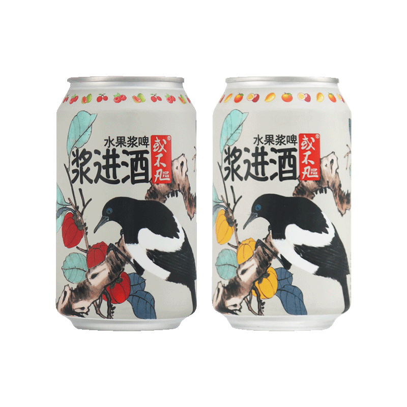 或不凡浆进酒芒果百香果橙子果浆啤酒330ml组合酸啤果啤黄浆