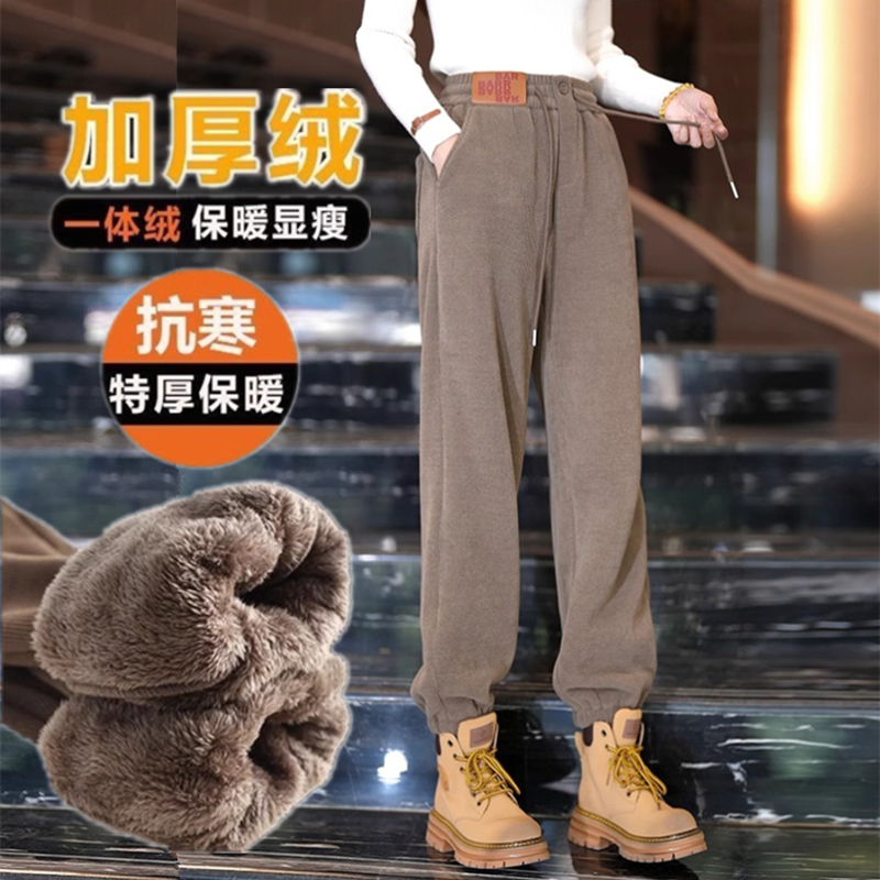 高腰百搭宽松显瘦长裤加绒休闲裤