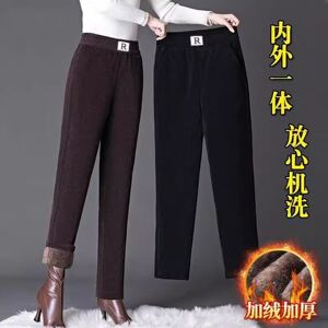加绒加厚哈伦裤子女士秋冬季大码中老年保暖百搭宽松高腰休闲长裤