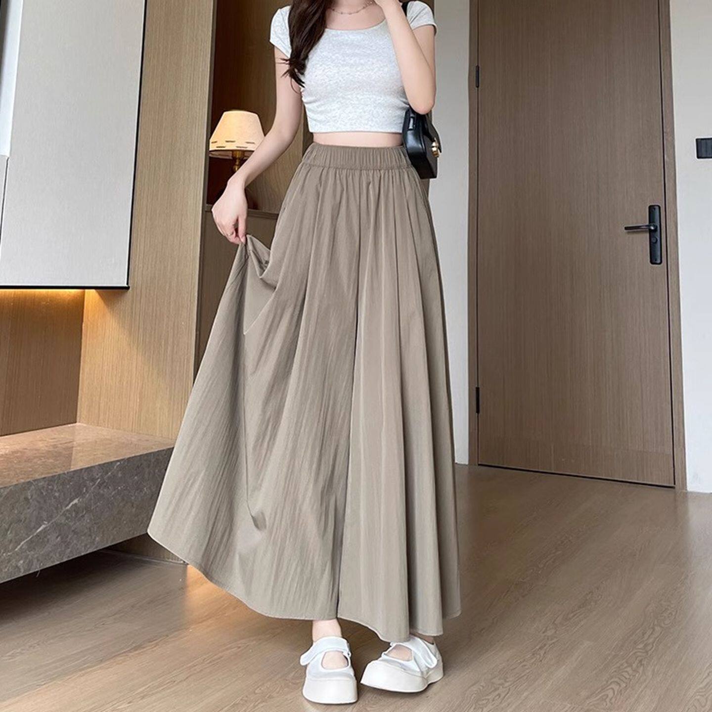 胖mm山本阔腿裙裤女速干九分休闲图片