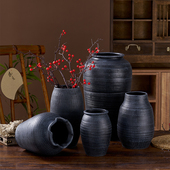 侘寂风粗陶花瓶陶罐花器花盆老桩法师透气复古禅意风新中式 做旧
