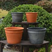 黑陶花盆粗陶红陶大口径透气无釉绿植盆栽老式 泥瓦盆多肉植物客厅