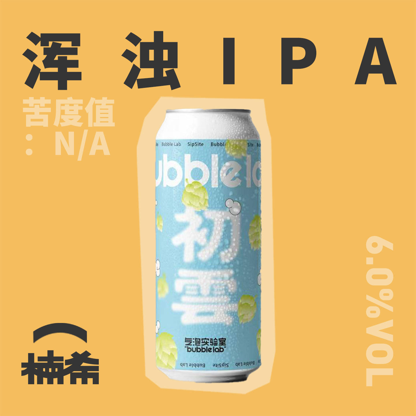 【楠希小馆】气泡实验室 初云浑浊IPA印度淡色艾尔国产精酿啤酒